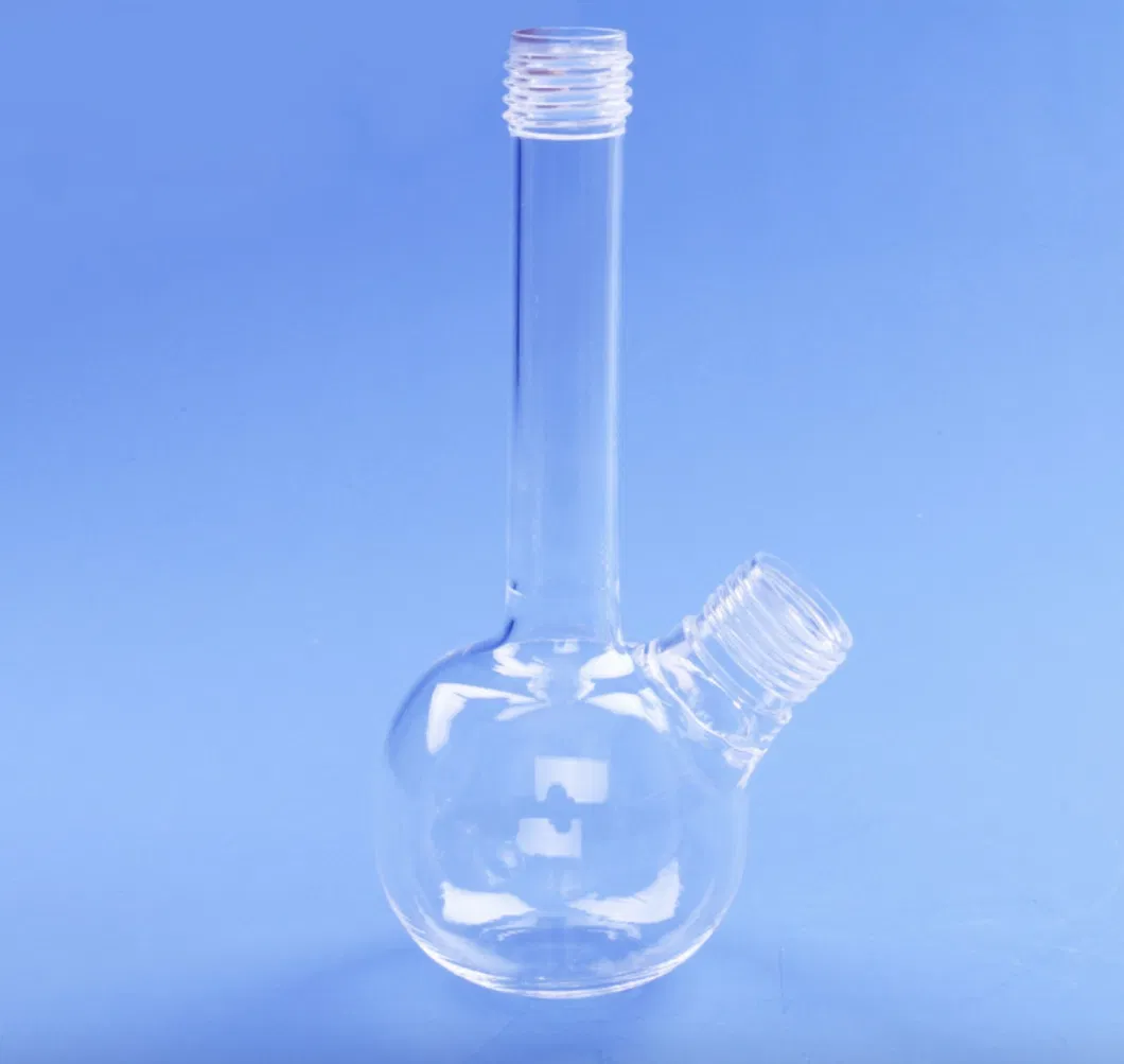 Three Outlets Quartz Glass Flask Round Bottom in Lab