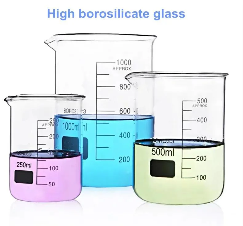 Laboratory Glassware 50ml 250ml 500ml 1000ml Heat Resistant Graduated Quartz Measuring Beakers Glass Low Form Beaker for Sale