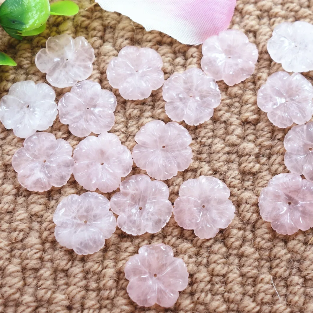 Rose Quartz Gemstone Flower Beads 28mm for Jewelry Setting