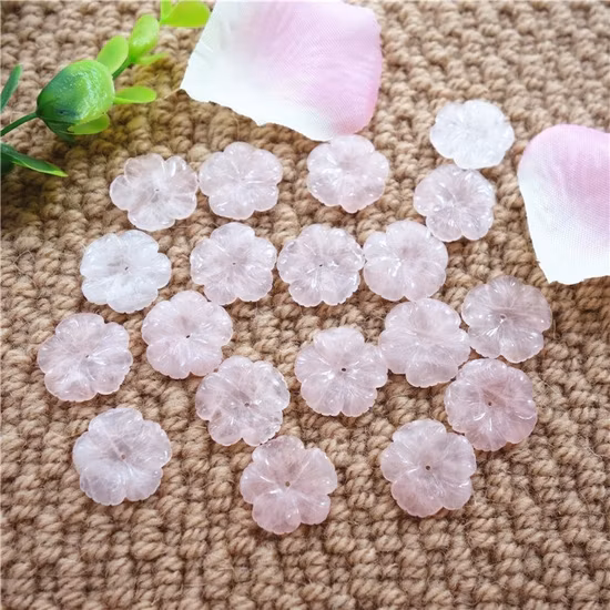 Rose Quartz Gemstone Flower Beads 28mm for Jewelry Setting