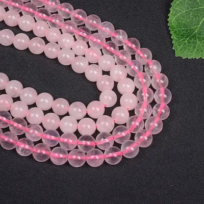 Natural Pink Rose Quartz Crystal Beads for Jewelry Making DIY